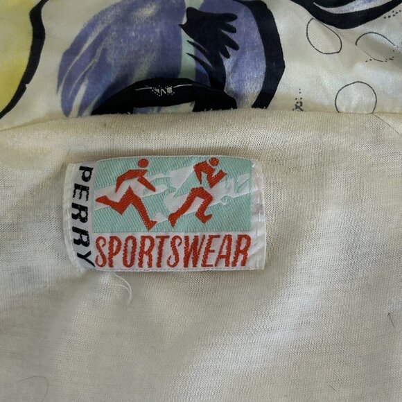 Vintage 90s Perry Sportswear Colorful Abstract Floral Bomber Jacket - Picture 5 of 12